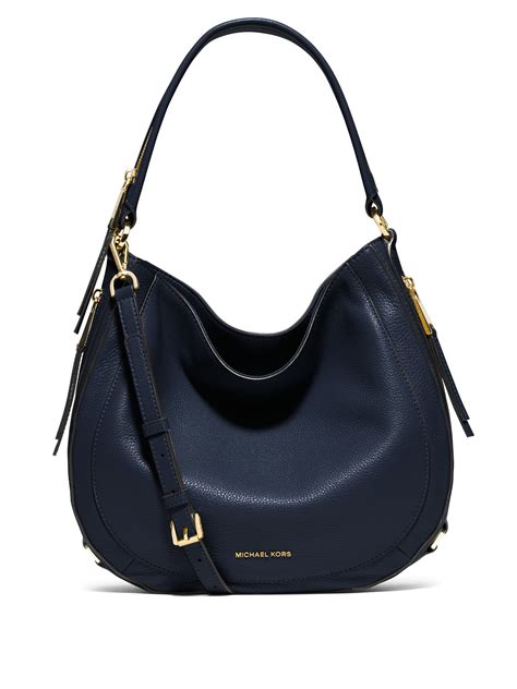 michael kors navy leather hobo bag|Michael Kors shoulder bag small.